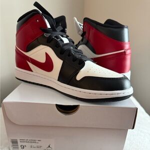 Women's Nike Air Jordan 1 Mid Red, Black, Sail and White

Women's size 9.5